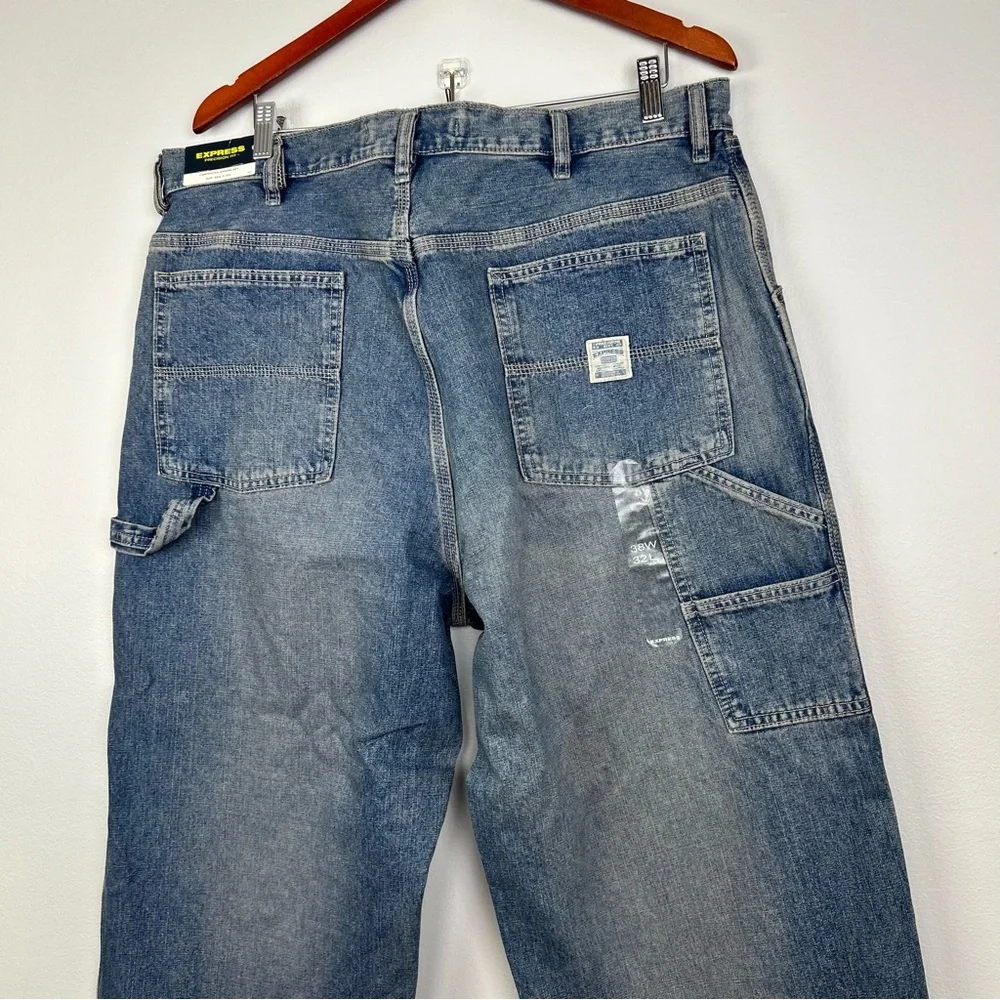 Express precision  fit carpenter sandblast  jeans men’s size 38W 32L blue NWT